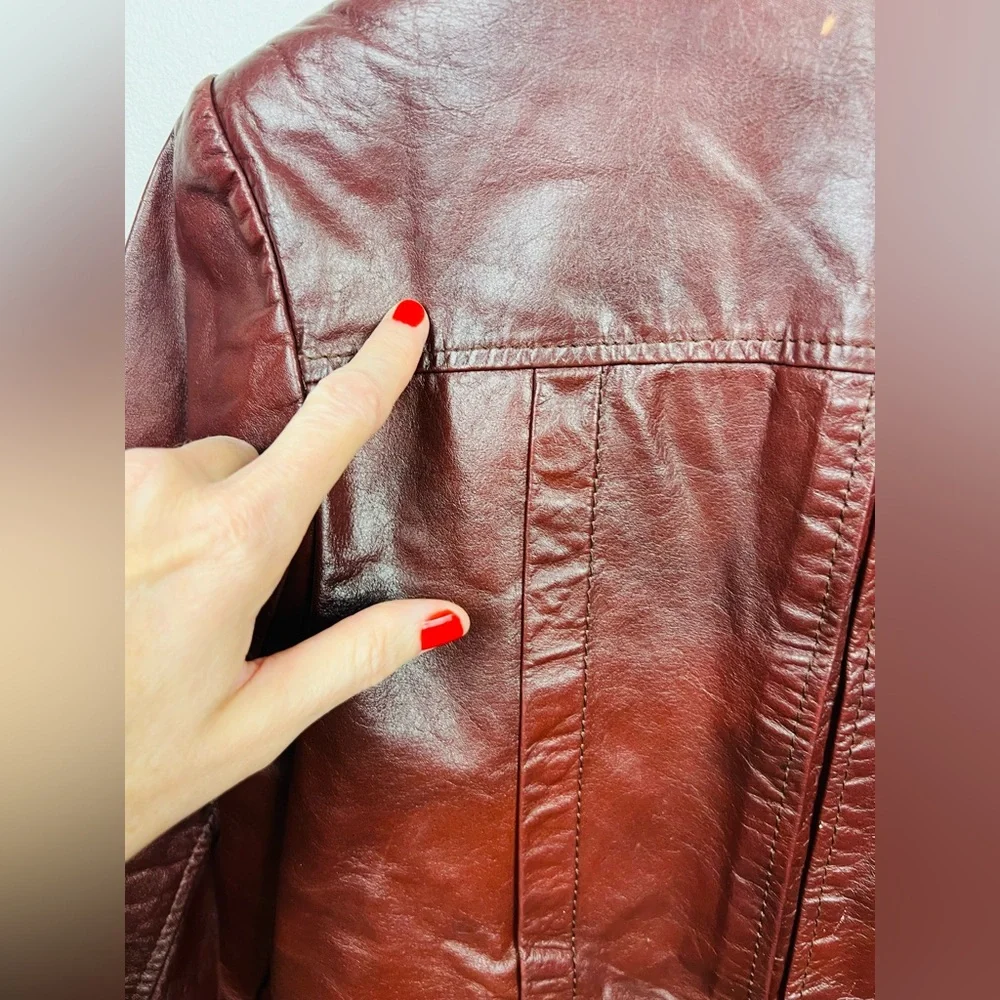 Vintage Berman’s Oxblood Leather Blazer — Size L - Picture 10 of 16
